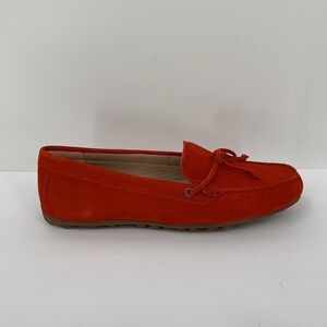 ECCO Devine driving moccasin shoe red orange suede comfort leather bow new 41 10